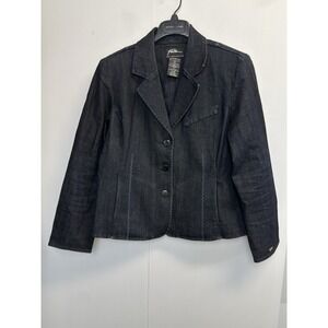 Vintage FUBU Jean Jacket Blazer Women Plus 1X Denim 90s Y2K Streetwear Hip Hop